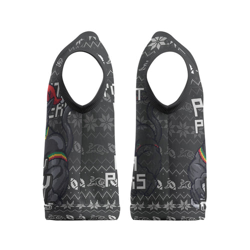 Personalized Penrith Panthers Christmas Knitted V-Neck Vest Australian Rugby Fans - Pixelated Ugly Xmas Pattern Mascot Santa