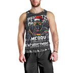 Personalized Penrith Panthers Christmas Men Tank Top Australian Rugby Fans - Pixelated Ugly Xmas Pattern Mascot Santa