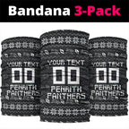 Personalized Penrith Panthers Christmas Neck Gaiter Australian Rugby Fans - Pixelated Ugly Xmas Pattern Mascot Santa