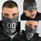 Personalized Penrith Panthers Christmas Neck Gaiter Australian Rugby Fans - Pixelated Ugly Xmas Pattern Mascot Santa