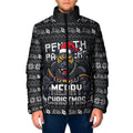 Personalized Penrith Panthers Christmas Padded Jacket Australian Rugby Fans - Pixelated Ugly Xmas Pattern Mascot Santa