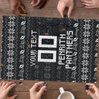 Personalized Penrith Panthers Christmas Puzzle Australian Rugby Fans - Pixelated Ugly Xmas Pattern Mascot Santa