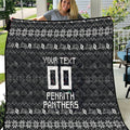 Personalized Penrith Panthers Christmas Quilt Australian Rugby Fans - Pixelated Ugly Xmas Pattern Mascot Santa