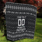 Personalized Penrith Panthers Christmas Quilt Australian Rugby Fans - Pixelated Ugly Xmas Pattern Mascot Santa