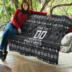 Personalized Penrith Panthers Christmas Quilt Australian Rugby Fans - Pixelated Ugly Xmas Pattern Mascot Santa