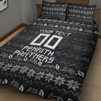 Personalized Penrith Panthers Christmas Quilt Bed Set Australian Rugby Fans - Pixelated Ugly Xmas Pattern Mascot Santa