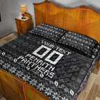 Personalized Penrith Panthers Christmas Quilt Bed Set Australian Rugby Fans - Pixelated Ugly Xmas Pattern Mascot Santa