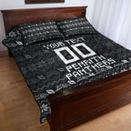 Personalized Penrith Panthers Christmas Quilt Bed Set Australian Rugby Fans - Pixelated Ugly Xmas Pattern Mascot Santa