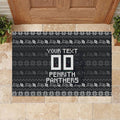 Personalized Penrith Panthers Christmas Rubber Doormat Australian Rugby Fans - Pixelated Ugly Xmas Pattern Mascot Santa