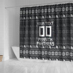 Personalized Penrith Panthers Christmas Shower Curtain Australian Rugby Fans - Pixelated Ugly Xmas Pattern Mascot Santa