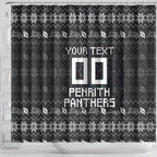 Personalized Penrith Panthers Christmas Shower Curtain Australian Rugby Fans - Pixelated Ugly Xmas Pattern Mascot Santa