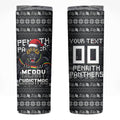 Personalized Penrith Panthers Christmas Skinny Tumbler Australian Rugby Fans - Pixelated Ugly Xmas Pattern Mascot Santa