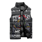 Personalized Penrith Panthers Christmas Sleeveless Puffer Jacket Australian Rugby Fans - Pixelated Ugly Xmas Pattern Mascot Santa