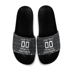 Personalized Penrith Panthers Christmas Slide Sandals Australian Rugby Fans - Pixelated Ugly Xmas Pattern Mascot Santa
