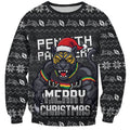 Personalized Penrith Panthers Christmas Sweatshirt Australian Rugby Fans - Pixelated Ugly Xmas Pattern Mascot Santa