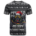 Personalized Penrith Panthers Christmas T Shirt Australian Rugby Fans - Pixelated Ugly Xmas Pattern Mascot Santa