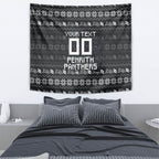 Personalized Penrith Panthers Christmas Tapestry Australian Rugby Fans - Pixelated Ugly Xmas Pattern Mascot Santa