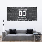 Personalized Penrith Panthers Christmas Tapestry Australian Rugby Fans - Pixelated Ugly Xmas Pattern Mascot Santa