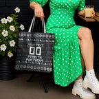 Personalized Penrith Panthers Christmas Tote Bag Australian Rugby Fans - Pixelated Ugly Xmas Pattern Mascot Santa