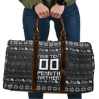 Personalized Penrith Panthers Christmas Travel Bag Australian Rugby Fans - Pixelated Ugly Xmas Pattern Mascot Santa