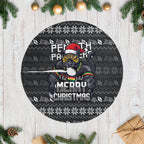 Penrith Panthers Christmas Tree Skirt Australian Rugby Fans - Pixelated Ugly Xmas Pattern Mascot Santa