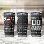 Personalized Penrith Panthers Christmas Tumbler Cup Australian Rugby Fans - Pixelated Ugly Xmas Pattern Mascot Santa