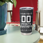 Personalized Penrith Panthers Christmas Tumbler Cup Australian Rugby Fans - Pixelated Ugly Xmas Pattern Mascot Santa