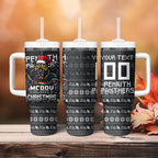 Personalized Penrith Panthers Christmas Tumbler With Handle Australian Rugby Fans - Pixelated Ugly Xmas Pattern Mascot Santa