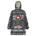 Personalized Penrith Panthers Christmas Wearable Blanket Hoodie Australian Rugby Fans - Pixelated Ugly Xmas Pattern Mascot Santa