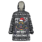 Personalized Penrith Panthers Christmas Wearable Blanket Hoodie Australian Rugby Fans - Pixelated Ugly Xmas Pattern Mascot Santa
