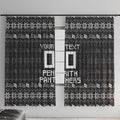 Personalized Penrith Panthers Christmas Window Curtain Australian Rugby Fans - Pixelated Ugly Xmas Pattern Mascot Santa