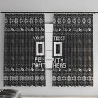 Personalized Penrith Panthers Christmas Window Curtain Australian Rugby Fans - Pixelated Ugly Xmas Pattern Mascot Santa