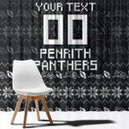 Personalized Penrith Panthers Christmas Window Curtain Australian Rugby Fans - Pixelated Ugly Xmas Pattern Mascot Santa