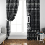 Personalized Penrith Panthers Christmas Window Curtain Australian Rugby Fans - Pixelated Ugly Xmas Pattern Mascot Santa