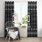 Personalized Penrith Panthers Christmas Window Curtain Australian Rugby Fans - Pixelated Ugly Xmas Pattern Mascot Santa
