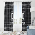 Personalized Penrith Panthers Christmas Window Curtain Australian Rugby Fans - Pixelated Ugly Xmas Pattern Mascot Santa