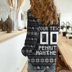 Personalized Penrith Panthers Christmas Women Casual Shirt Australian Rugby Fans - Pixelated Ugly Xmas Pattern Mascot Santa