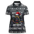 Personalized Penrith Panthers Christmas Women Polo Shirt Australian Rugby Fans - Pixelated Ugly Xmas Pattern Mascot Santa