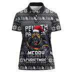 Personalized Penrith Panthers Christmas Women Polo Shirt Australian Rugby Fans - Pixelated Ugly Xmas Pattern Mascot Santa