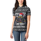 Personalized Penrith Panthers Christmas Women Polo Shirt Australian Rugby Fans - Pixelated Ugly Xmas Pattern Mascot Santa