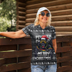 Personalized Penrith Panthers Christmas Women Polo Shirt Australian Rugby Fans - Pixelated Ugly Xmas Pattern Mascot Santa