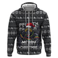 Personalized Penrith Panthers Christmas Zip Hoodie Australian Rugby Fans - Pixelated Ugly Xmas Pattern Mascot Santa
