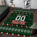 Personalized South Sydney Rabbitohs Christmas Area Rug Australian Rugby Fans - Pixelated Ugly Xmas Pattern Mascot Santa