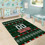 Personalized South Sydney Rabbitohs Christmas Area Rug Australian Rugby Fans - Pixelated Ugly Xmas Pattern Mascot Santa
