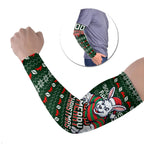 Personalized South Sydney Rabbitohs Christmas Arm Sleeves Australian Rugby Fans - Pixelated Ugly Xmas Pattern Mascot Santa