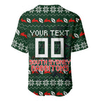 Personalized South Sydney Rabbitohs Christmas Baseball Jersey Australian Rugby Fans - Pixelated Ugly Xmas Pattern Mascot Santa