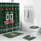 Personalized South Sydney Rabbitohs Christmas Bathroom Set Australian Rugby Fans - Pixelated Ugly Xmas Pattern Mascot Santa