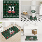Personalized South Sydney Rabbitohs Christmas Bathroom Set Australian Rugby Fans - Pixelated Ugly Xmas Pattern Mascot Santa