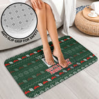 Personalized South Sydney Rabbitohs Christmas Bathroom Set Australian Rugby Fans - Pixelated Ugly Xmas Pattern Mascot Santa