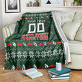 Personalized South Sydney Rabbitohs Christmas Blanket Australian Rugby Fans - Pixelated Ugly Xmas Pattern Mascot Santa